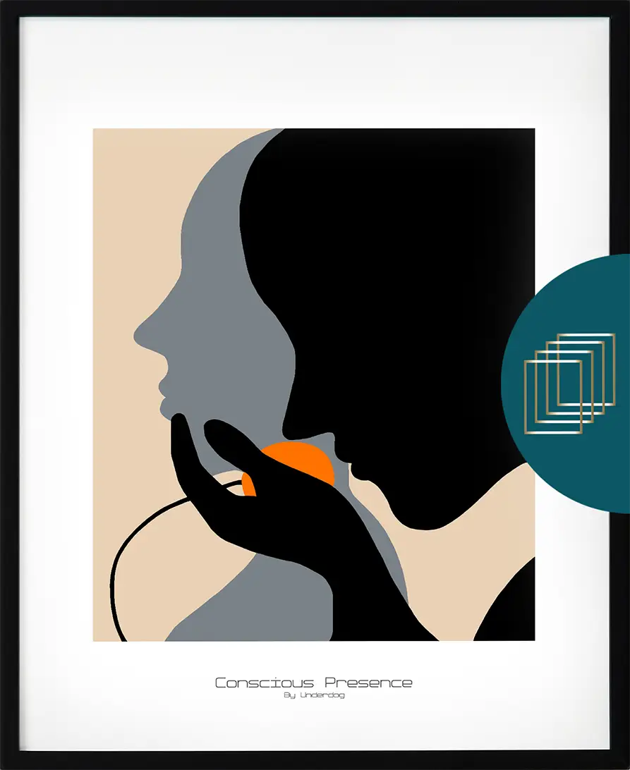 Poster från serien Basic – stilren design i svart, grått, beige och orange