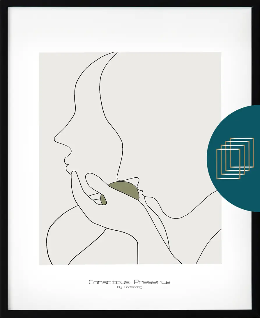 Minimalistisk poster – Conscious Presence från Minimalistic. Digitalt linjemotiv med lugnt uttryck.