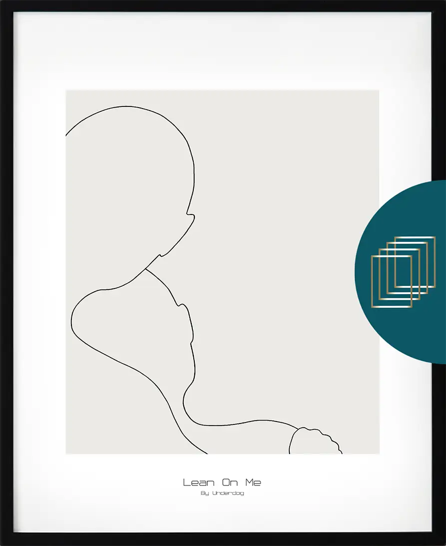 Minimalistisk poster i svart och beige – Lean On Me från serien Minimalistic. Enkelhet i linjeform.