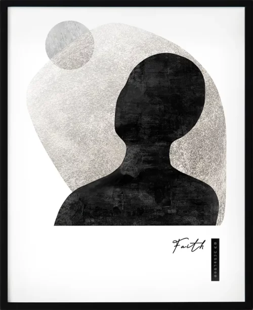 Poster med budskap – “hopp” i grått och brunt, stilren konst i silhuett för skandinavisk inredning.